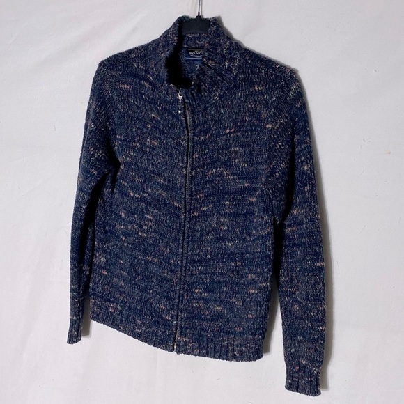 Vintage Sonoma Jean Company Navy Blue Confetti Knit Full Zip Mock Neck S - Picture 12 of 12